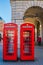Two iconic telephone boxes in Covent Garden