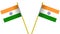 Two India National Flags with Golden Sticks. A Patriotic Display vector illustration