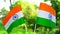 Two Indian tricolor national flags in nature background.
