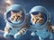 Two intrepid feline astronauts, exploring the unknown depths of the universe