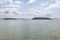 The two islands Isola Maggiore and Isola Minore of Lake Trasimeno, viewed from Tuoro, Perugia Italy