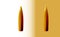 Two isolated gold bullets Kalashnikov or rifle, 3d realistic , golden or brass on light background, firing part of the cartridge,