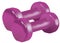 Two isolated pink dumbbells for exercise on white background