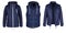 Two jackets and vest in navy blue color