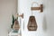 Two Jute rope light lamps fixture with wood wall mount