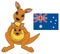 Two kangaroos and flag