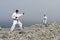 Two karateka fight