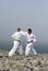 Two karateka fight