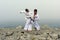 Two karateka fight