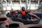 Two kart racers, karting auto sport indoor