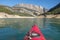 Two kayaks in a narrow gorge