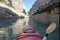 Two kayaks in a narrow gorge