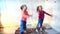 Two kids dancing at home christmas party