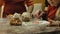 Two kids kneading the dough for make cookies together