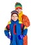 Two kids in winter sport clothing