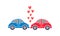 Two kissing cars with hearts illustration for Valentines Day