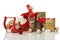 Two kitten in a santa sledge with decoration