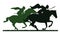 Two Knights are jumping. Scenery silhouette. Medieval warriors with spears and in armor ride horses. Object isolated on