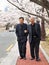 Two korean men walking