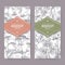 Two labels with Yarrow aka Achillea millefolium and Parsley aka Petroselinum crispum sketch on elegant lace background.