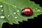 two ladybugs meeting on a leaf