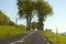 Two-lane highway in the hills of France