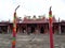 Two large incenses in front of the main facade of the Vihara Gunung Timur temple in Medan