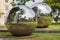 Two large reflective chrome balls in Singapore