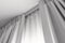 Two layers curtain with rails, installed on ceiling, translucent and blocking lights curtain