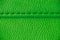Two layers of green leather textile sewed stitched tightly together under high magnification texture background
