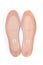 Two leather insoles for shoes on a white background