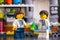 Two Lego scientist minifigures in laboratory
