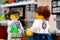 Two Lego scientists minifigures in laboratory