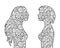 Two lesbian girls. Silhouettes with floral pattern