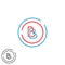 Two letter B logo monogram, bb overlapping symbol blue and red circle frame, hipster design element