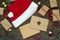 Two letters, santa hat among gifts and Christmas