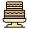 Two level cake on a stand icon color outline vector