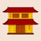 Two Level Roofs Chinese House Vector Illustration