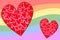 Two LGBT Rainbow Love Hearts