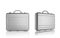 Two Light grey metal suitcases isolated on white background