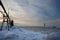 Two lighthouse during the last moments of light in winter