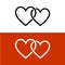 Two line style hearts together linked love symbol.