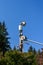 Two linemen working on a wireless communications radio and antenna installation using a bucket truck