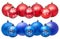 Two lines of xmas blue and red balls isolated