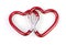 Two linked heart shaped carabiner