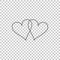Two Linked Hearts icon isolated on transparent background. Heart two love sign. Romantic symbol linked, join, passion
