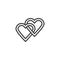 Two Linked Hearts line icon
