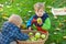 Two little boys with apple basket