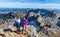 Two little girls hiking on the Mountains in National Park Durmitor, Montenegro