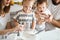 Two little girls learning to make perfect baker, pastry